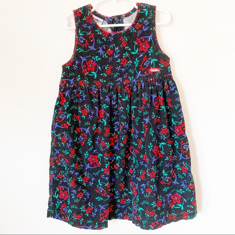 Vintage Oshkosh Floral Corduroy Dress, size 6